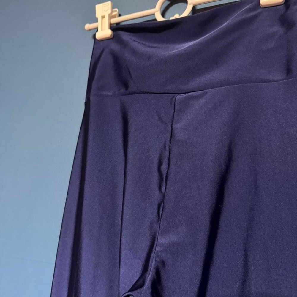 Y2K American Apparel Shiny Leggings Women's Size Large Navy Blue High Rise - Picture 5 of 8
